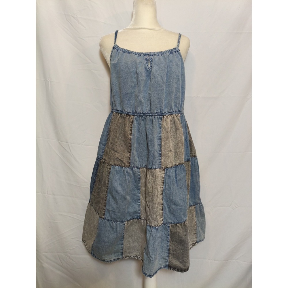 Young Threads Denim Patchwork Sundress Large Cottage Festival Country Cowgirl